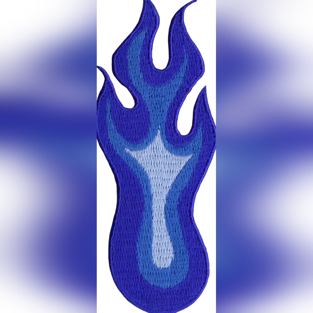 NWT Blue Flame Patch For Denim Jeans And Jean Jackets